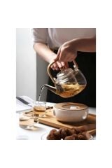 Ahşap Saplı Cam Filtreli Demlik