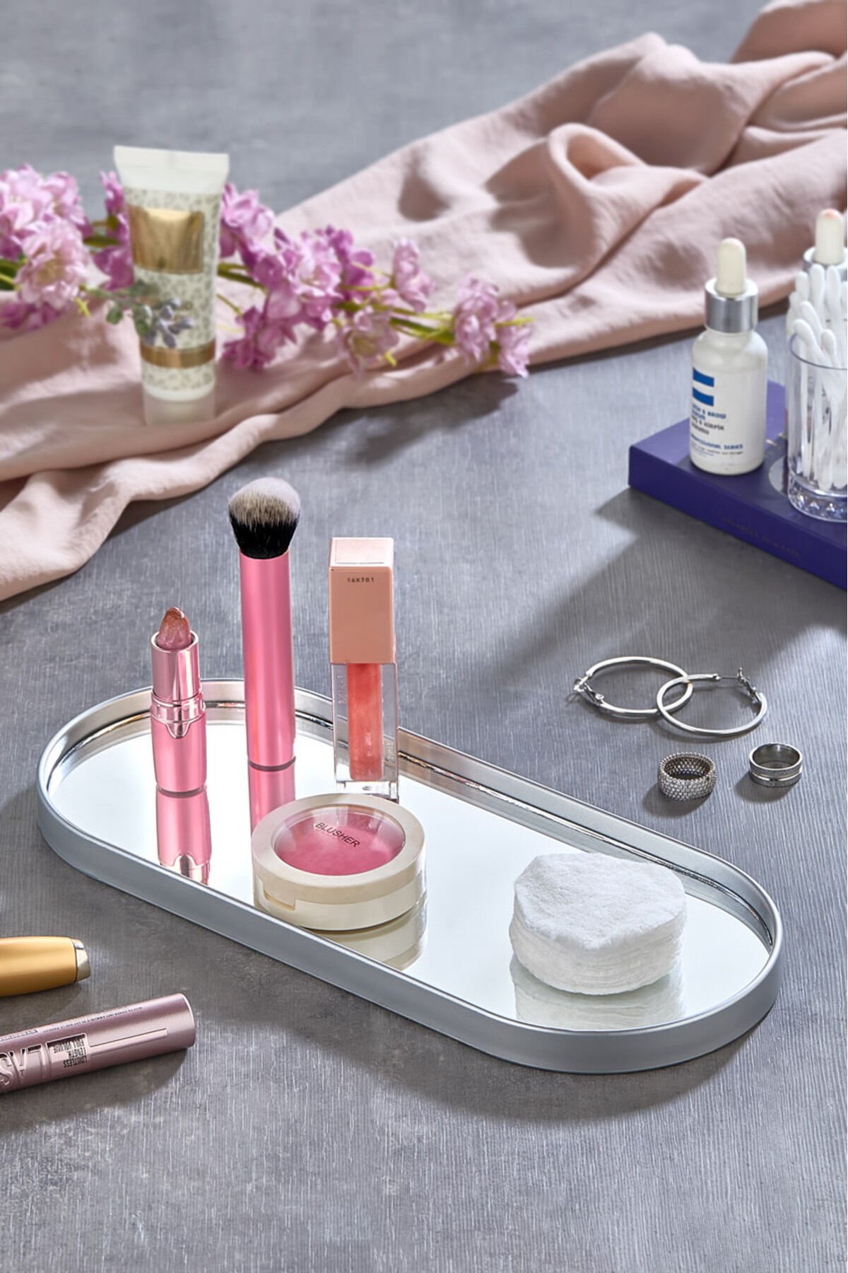 Oval Aynalı Sunumluk Gümüş 2 Adet 12x30