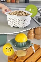 5'li Mutfak Hazırlık Seti - Çok Amaçlı Karıştırma Kabı Kasesi Kesme Tahtası Süzgeç Limon Sıkacağı