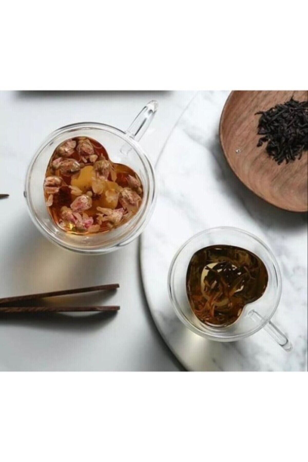 Kalp Şeklinde Çift Cidarlı Cam Bardak