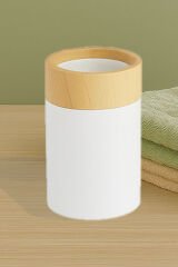Limpia Bambu Desenli 5'li Banyo Seti Çöp Kovası, Sıvı Sabunluk, Diş Fırçalık