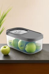 3'lü 5 Litre Deterjan Tablet Saklama Çizgili Kutusu- Kayar Kapaklı Erzak Bakliyat Kabı