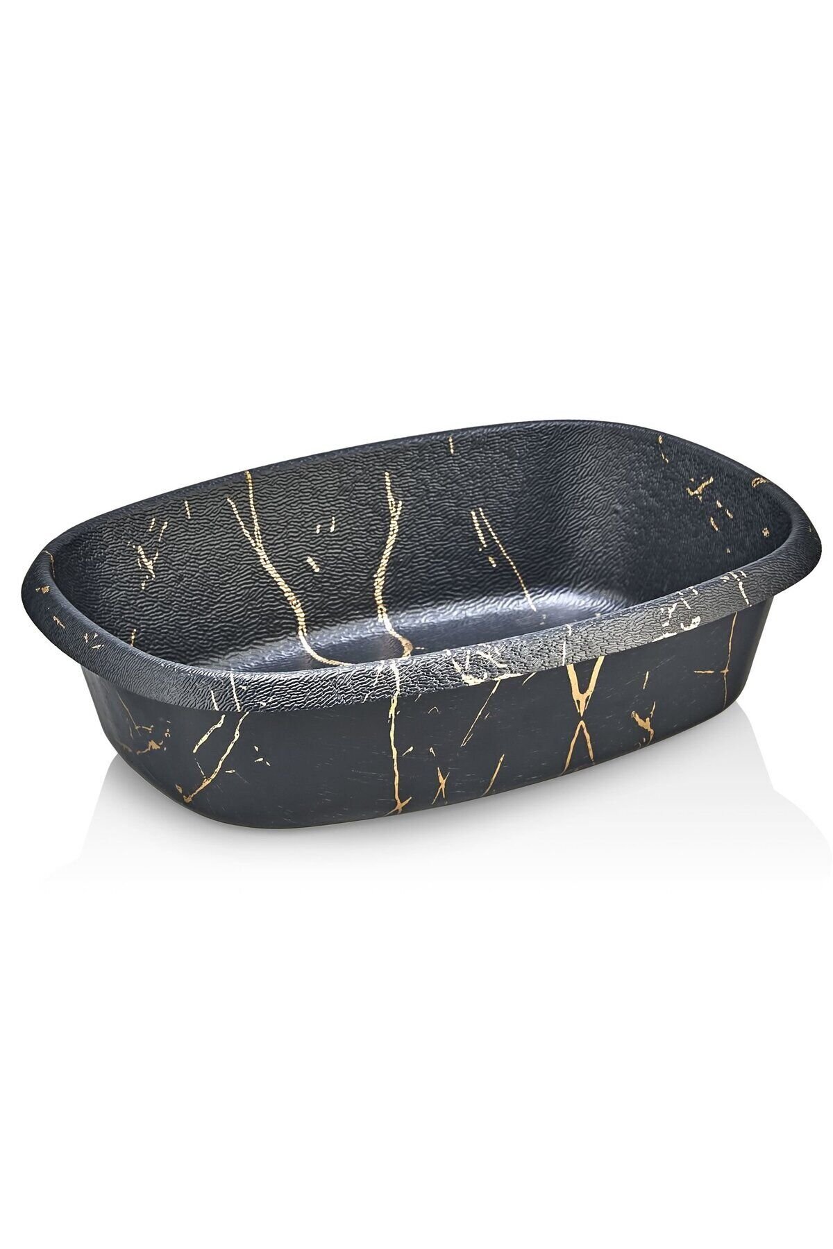 3'lü Küçük Boy 15x24 cm Plastik Ekmek Sepeti ahşap renk / siyah üzeri gümüş mermer desen