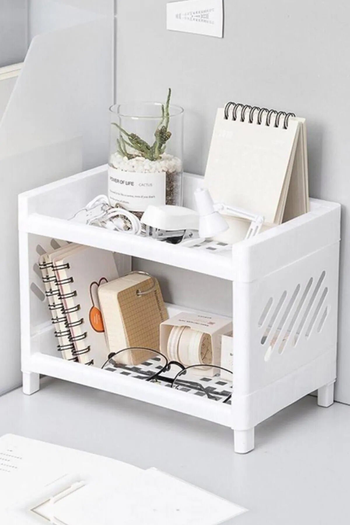 İki Katlı Banyo ve Mutfak Dolabı Düzenleyici Raf – Çok Amaçlı Organizer