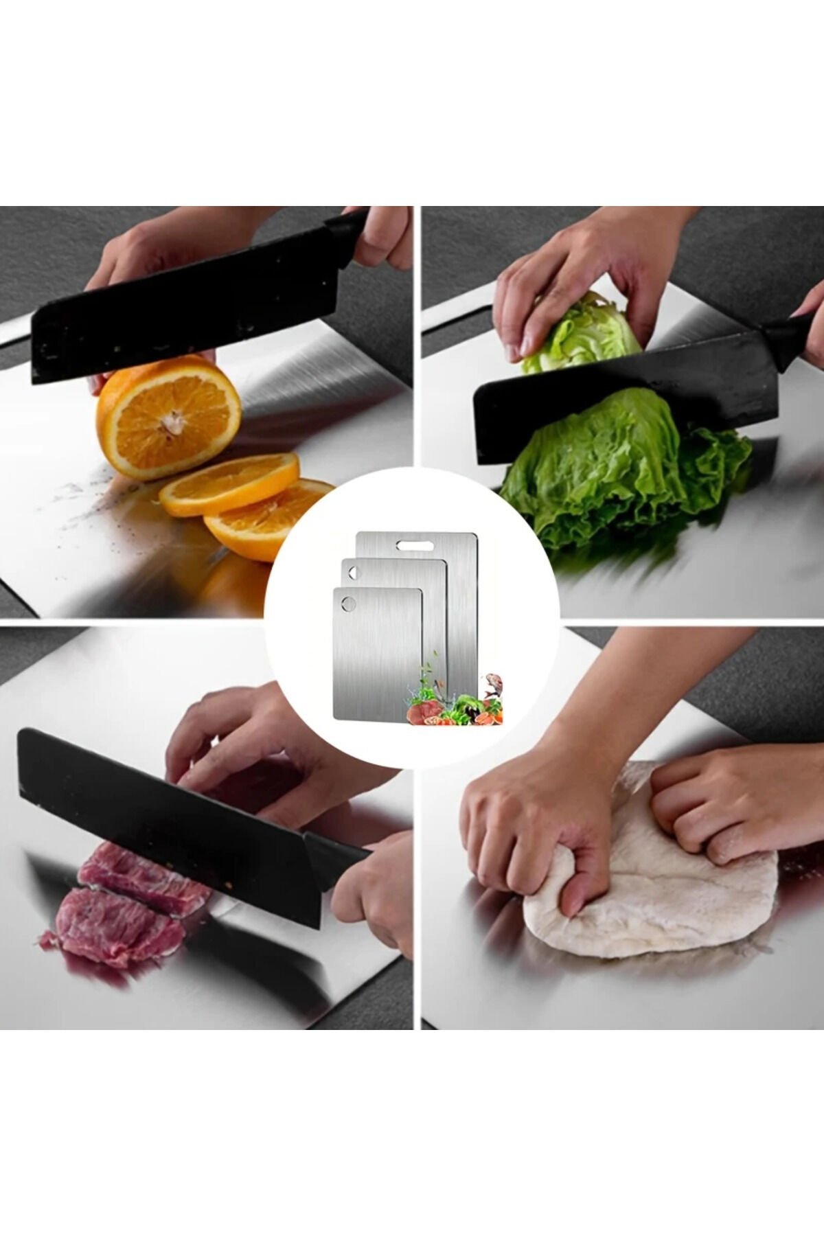 Paslanmaz Çelik Kesme Tahtası 3 Adet