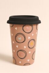 Kalpli Desenli Kapaklı Porselen Kupa – 400 ml, Sızdırmaz ve Şık Tasarım