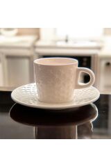 Maisone 6’lı Yıldız Kabartmalı Beyaz Porselen Kahve Fincan Takımı – 100 ml