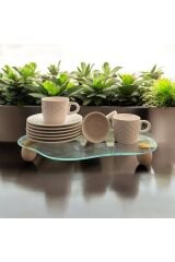 Maisone 6’lı Yıldız Kabartmalı Beyaz Porselen Kahve Fincan Takımı – 100 ml