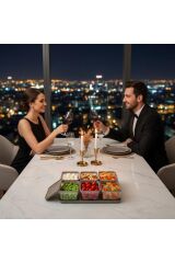 Dağınıklığı Çözen 6 Bölmeli Kapaklı Servis Tepsisi Seti Modern Kahvaltılık Atıştırmalık Organizeri