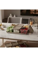 Dağınıklığı Çözen 6 Bölmeli Kapaklı Servis Tepsisi Seti Modern Kahvaltılık Atıştırmalık Organizeri