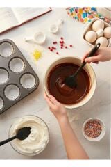 6 Parça Isıya Dayanıklı Siyah Silikon Mutfak Seti Esnek Yapışmaz Yüzey Dostu