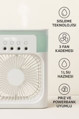 Buharlı Portatif Soğutucu Fan – 1 L Hazne, 3 Kademe, Powerbank Uyumlu