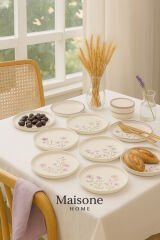 14 Parça Porselen Kahvaltı Takımı – Çiçek Desenli, Şık ve Dayanıklı Sofra Seti