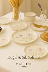 14 Parça Porselen Kahvaltı Takımı – Çiçek Desenli, Şık ve Dayanıklı Sofra Seti