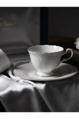 6 Kişilik premium Porselen Kahve Fincan Takımı - Altın Yaldızlı & Kabartma Detaylı Porselen Ürün