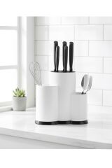 Modern Beyaz Kaşıklık ve Bıçaklık Seti | 3 Bölmeli Tezgah Üstü Mutfak Organizer