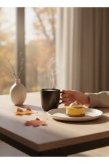 Sanat Koleksiyonu Lüks Akçaağaç Yaprak Desenli Seramik Pasta Tabağı 6lı Set 21cm Modern Sanat