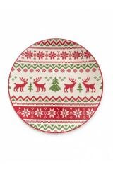 6'lı Yılbaşı Seramik Pasta Tabağı Seti | 21 cm Nordic Geyik Desenli Yeni Yıl Sofrası Sunum Tabağı