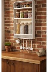 Duvar Tipi Mutfak Düzenleyici Raf – Askılık & Baharatlık & Saklama Alanı | Çok Katlı Organizer