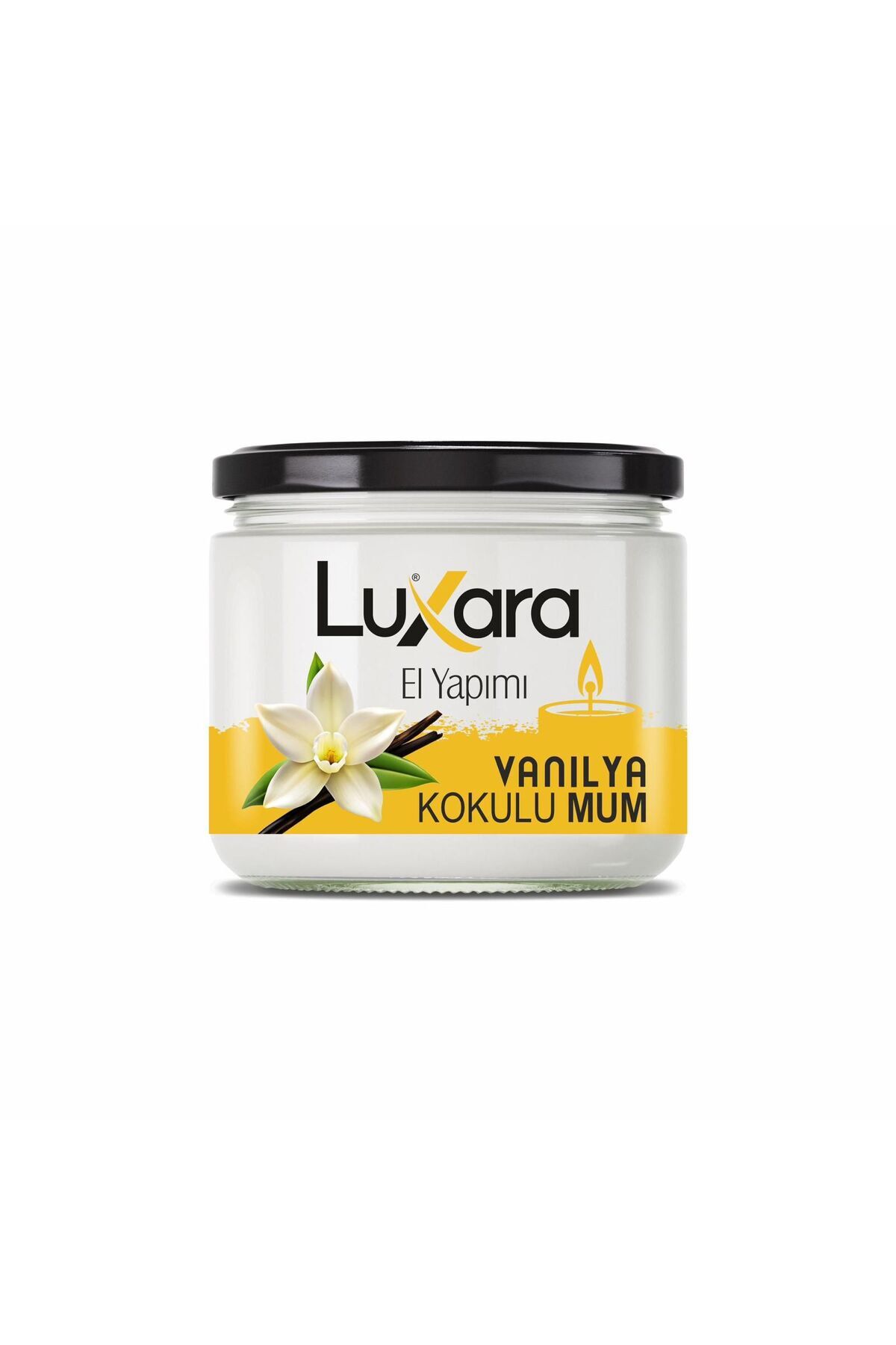 El Yapımı Vanilya Kokulu Mum – Dekoratif Cam Kavanoz, Sıcak ve Tatlı Aroma