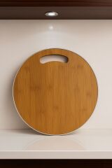Yuvarlak Alüminyum Kenarlıklı Bambu Kesme Tahtası Dayanıklı ve Hijyenik Mutfak Kesme & Sunum Tahtası