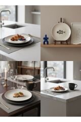 Lüks Balık Desenli Seramik Pasta Tabağı 6lı Set 21cm Modern Tasarım