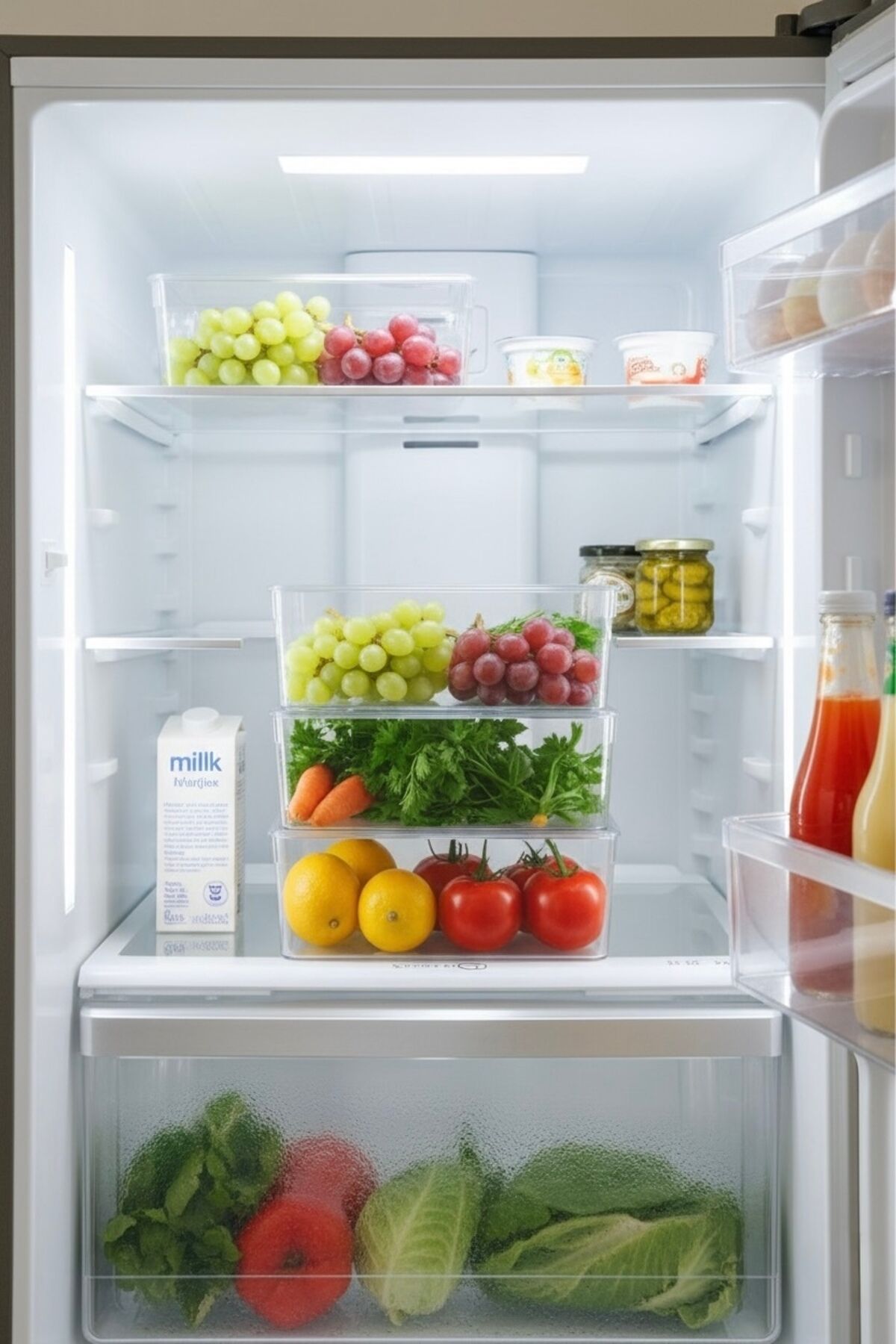 6 Litre 3'lü İstiflenebilir Şeffaf Saklama Kabı Seti: Mutfak ve Buzdolabı Düzeni