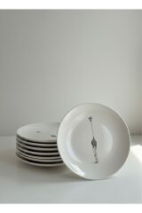 6'lı Seramik Pasta Tabağı Seti | Minimalist Zürafa Desenli | 21 cm Şık Sunum & Kahvaltı Tabağı