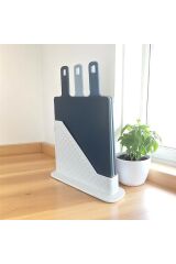 Premium Mavi Tonlarda Standlı 3’lü Kesme Tahtası – Zarif Tasarım, Üstün Kalite