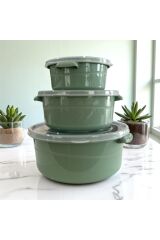 Maisone 3’lü Pratik Plastik Saklama Kabı Seti – 3 Farklı Boy – Renkli Kapaklı – Gıda Saklama Kutusu