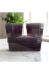 9’lu Gri Saklama Kabı Seti 6 Küçük 3 Büyük İç İçe Geçmeli Sızdırmaz Kapaklı Pratik Plastik Gıda Kabı