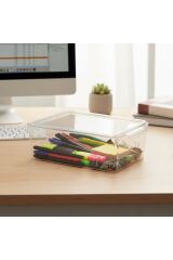 Dolapta dağınıklığı bitiren 6 Litre Kapaklı Şeffaf Saklama Kabı Buzdolabı ve Çok Amaçlı Düzenleyici