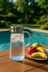 1500 ml Borosilikat Cam Sürahi – Çelik Kapaklı, Isıya Dayanıklı Modern Şık Tasarım