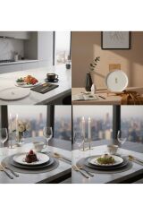 Lüks Yaprak Desenli Seramik Pasta Tabağı 6lı Set 21cm Doğal Görünümlü Servis Tabağı