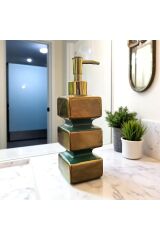 Gold Detaylı Lüks Seramik Sabunluk – Modern Geometrik Tasarım (El Yapımı)