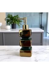 Gold Detaylı Lüks Seramik Sabunluk – Modern Geometrik Tasarım (El Yapımı)