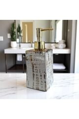 Beyaz Zemin Üzeri Altın Çizgili Lüks Sabunluk – Modern Klasik Şıklık (Gold Başlıklı)