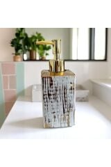 Beyaz Zemin Üzeri Altın Çizgili Lüks Sabunluk – Modern Klasik Şıklık (Gold Başlıklı)