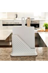 Krem Tonlarında 3’lü Lüks Kesme Tahtası Seti – Hijyenik, Şık ve Standlı Tasarım