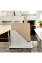 Krem Tonlarında 3’lü Lüks Kesme Tahtası Seti – Hijyenik, Şık ve Standlı Tasarım