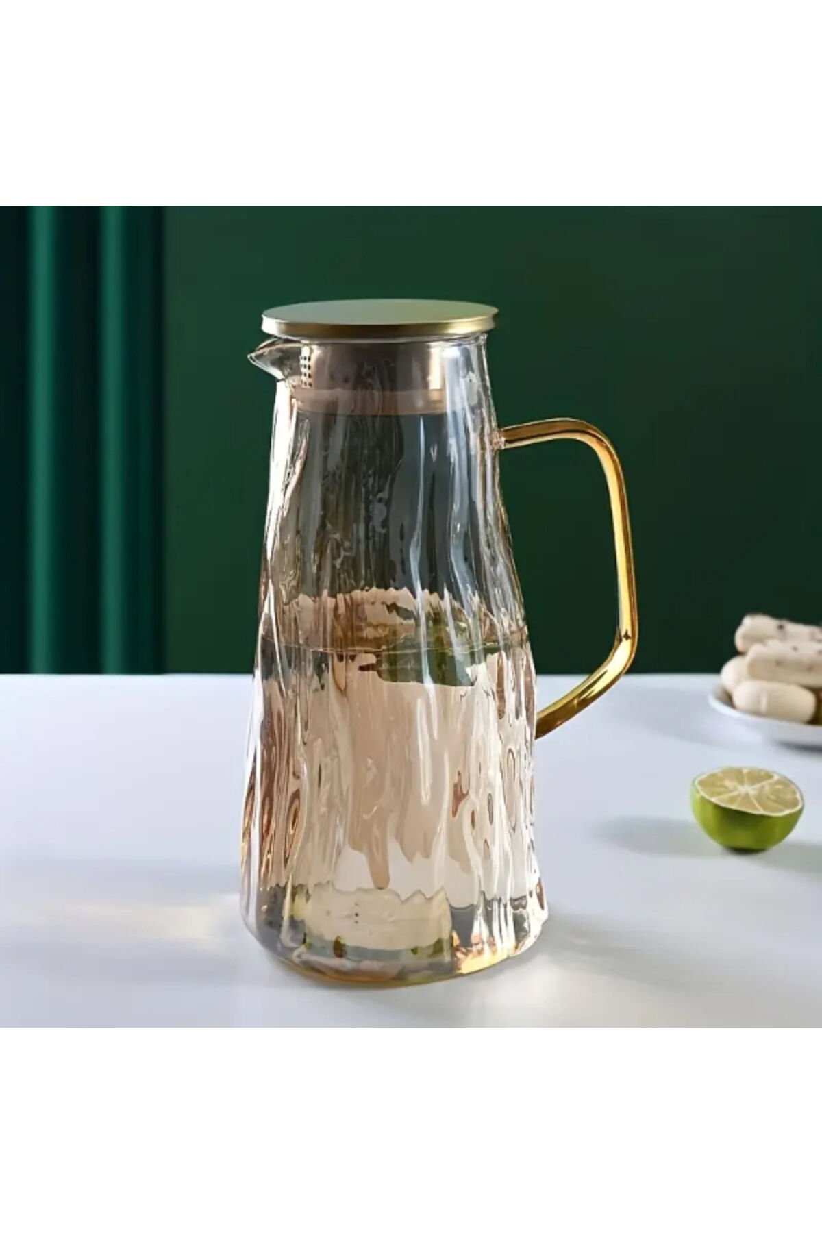 Çelik Kapaklı Cam Sürahi 1800 ml Siyah