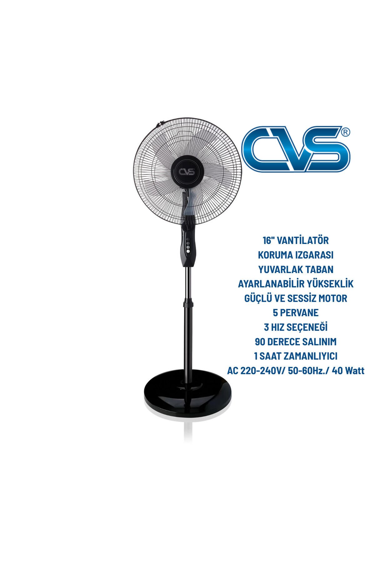 Dn 91018 Zaman Ayarlı Yuvarlak Ayaklı 16'' Vantilatör Siyah
