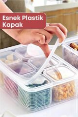 6+1 Sızdırmaz Kapaklı Line Saklama Kabı Seti Kahvaltı&çerezlik Şeffaf Beyaz