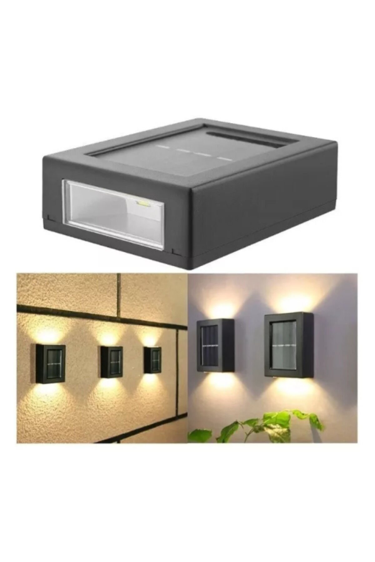 Bahçe Aydınlatması Solar Ledli Duvar Aydınlatması - ŞIK,ELİT Gri